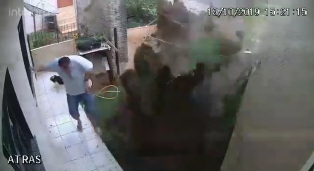 Homem explode quintal de casa ao tentar matar baratas com veneno, gasolina e fogo; Veja o vídeo